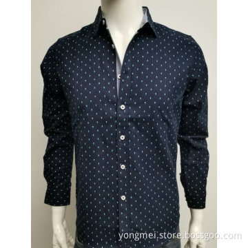 Men's cotton poplin print ls shirt